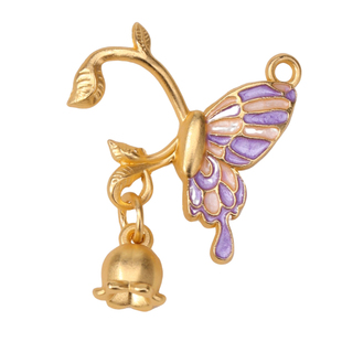 古法金滴油蝴蝶铃兰花吊坠 diy手项链吊坠平安锁蝴蝶饰品配件吊坠