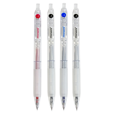 Monami按动中性笔0.5黑蓝红速干