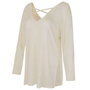 交叉美背瑜伽服罩衫女V领宽松显瘦普拉提训练长袖遮臀运动健身衣