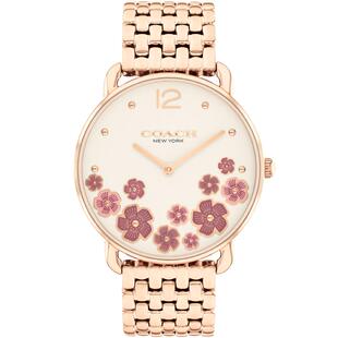 【618】COACH/蔻驰ELLIOT樱花粉山茶石英圆表手表女表送女友