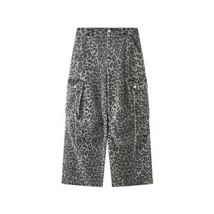 三福工装裤2025新款冬季街潮宽松休闲裤时尚豹纹长裤子女装513795