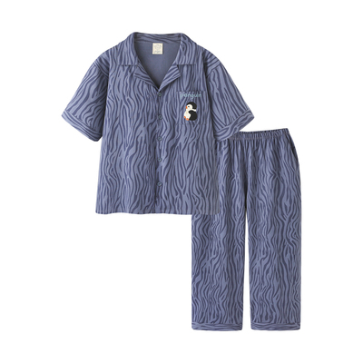 睡衣男款夏季莫代尔短袖长裤套装