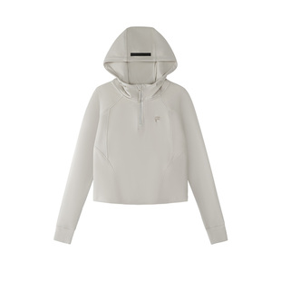 FILA FUSION斐乐潮牌女子连帽卫衣2026春季新款简约修身针织上衣