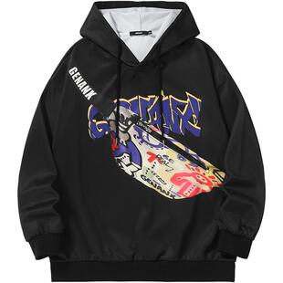 GENANX闪电潮牌白色连帽卫衣外套男女款秋冬新款初秋穿搭黑色上衣