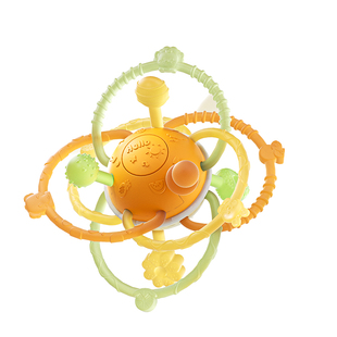 曼哈顿手抓球6个月以上宝宝可啃咬牙胶摇铃安抚婴儿玩具0-3小月龄