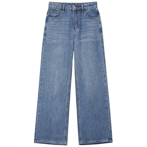 热风女装女士牛仔裤2025夏新款时尚高腰显瘦松弛感微喇叭牛仔长裤