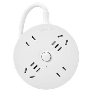 公牛绕线圆形插排可伸缩式收纳卷线圆盘插线板宿舍学生多功能插座