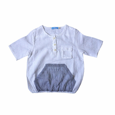 更牌新品手服亚麻半袖geng童装