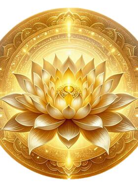 圆形金莲红莲白莲自贴画贴墙贴纸玄关背景莲花贴图中式自粘不留胶