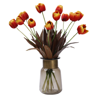 晶华造花郁金香仿真花假花客厅装饰餐厅玄关茶几装饰摆件花艺套