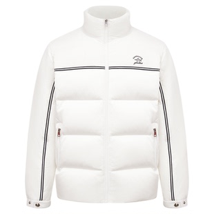 【白鸭绒】德鲨男装白色立领羽绒服2025冬新款保暖面包服