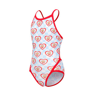 hosa浩沙儿童泳衣女竞速泳衣女童中大童卡通小熊泳装比赛训练泳衣