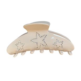 甜系双面镶钻五角星 高品质醋酸抓夹大号 多色少女盘发鲨鱼夹发饰