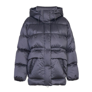 婉甸2025年冬季新品黑色中长款女保暖带帽立领羽绒服1244D36SX5