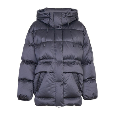 婉甸2025年冬季新品黑色中长款女保暖带帽立领羽绒服1244D36SX5