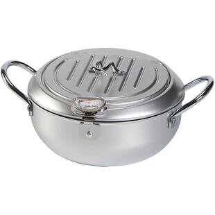 [可可屋]日本原装吉川味乐亭日式天妇罗油炸锅带温度计带盖可滤油