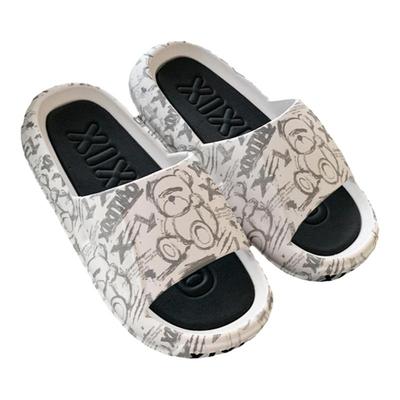 细细条潮酷涂鸦小熊情侣凉拖鞋