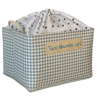 北欧ins风卡通束口防尘加厚布艺收纳筐车载宿舍衣服脏衣桶储物箱