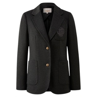 Eland衣恋西装女气质通勤两粒扣半里设计加厚外套2025冬季新款