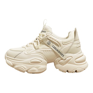 白色厚底老爹鞋女款2026新款内增高女鞋小个子显高小白鞋运动鞋子