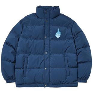 BEASTER潮流火焰鬼脸图案羽绒服男美式休闲新款冬季保暖黑色外套