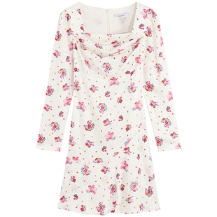 bebe春夏系列女士碎花短款长袖连衣裙150022