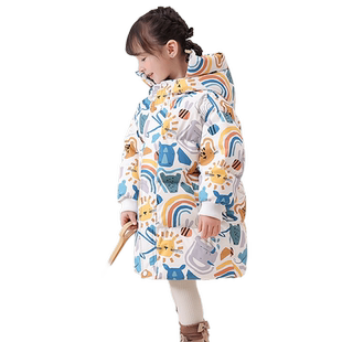 康博童装2024新款女童加厚保暖羽绒服中长款小童洋气防风男童外套