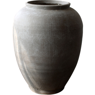 仿陶罐镁泥落地花盆大口径复古做旧花器南天竹竹子松千层木茶馆