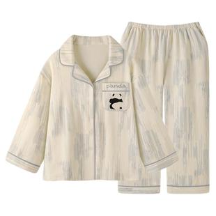 『锁温小暖炉』可爱熊猫睡衣女秋冬款2026新款暖绒大码家居服套装