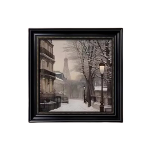 冬季巴黎法式复古客厅装饰画轻奢摄影艺术卧室挂画餐厅复古风壁画