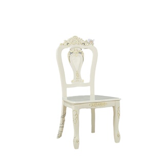 实木靠背欧式餐椅象牙白色家用餐桌凳子现代简约皮革艺术酒店椅子