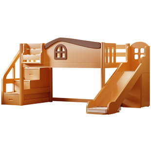 全实木儿童高架床上铺床带滑梯半高床上下铺上床下空多功能中高床