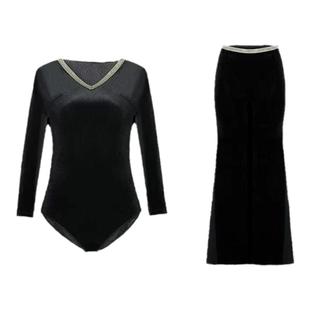 星卡曼秋冬形体训练服女高端丝绒形体服长袖套装带暗扣导师服上衣