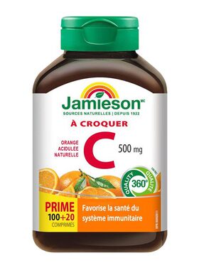 Jamieson健美生维生素C咀嚼片VC天然维他命C橙子味维B维c120片