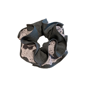 韩国创意高级感双层布艺细闪蕾丝边肥肠圈精致氛围感灰色头花发圈