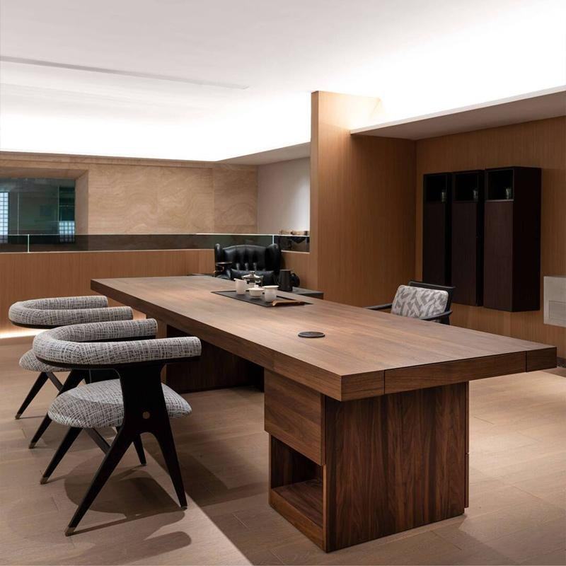 新中式实木茶桌高端黑胡桃木大板茶台办公室泡茶桌茶水柜一体新款