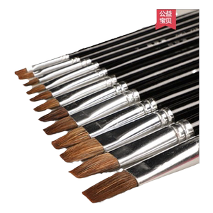 榭得堂油画笔910牛耳毛画笔谢德堂丙烯画笔水粉颜料笔油画平头排笔笔刷排刷摆块美术绘画儿童学生