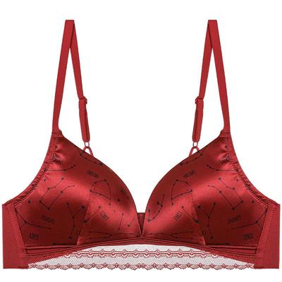 印花文胸爱美丽无托丝滑三角杯