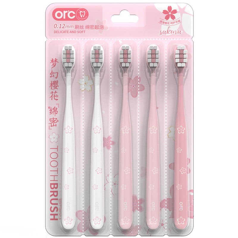 ORC樱花软毛牙刷成人护龈家庭装