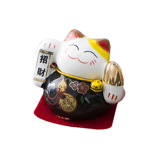 迷你发财猫创意小摆件陶瓷招财猫装饰车载办公桌面软萌小物件女生