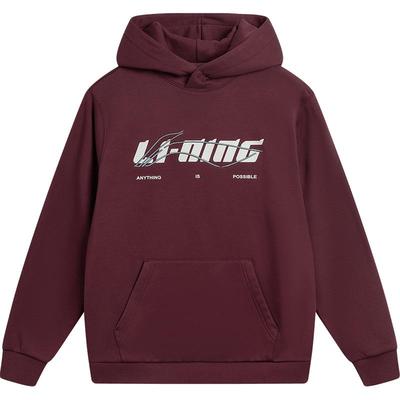 李宁情侣宽松套头连帽卫衣