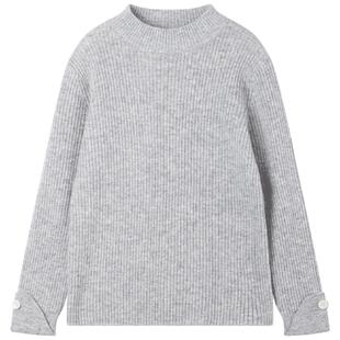 MUCMUKN【100绵羊毛】美丽诺羊毛袖口纽扣打底衫保暖女童冬新款