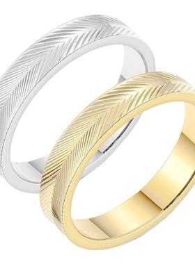 钛钢不掉色羽毛波纹戒指