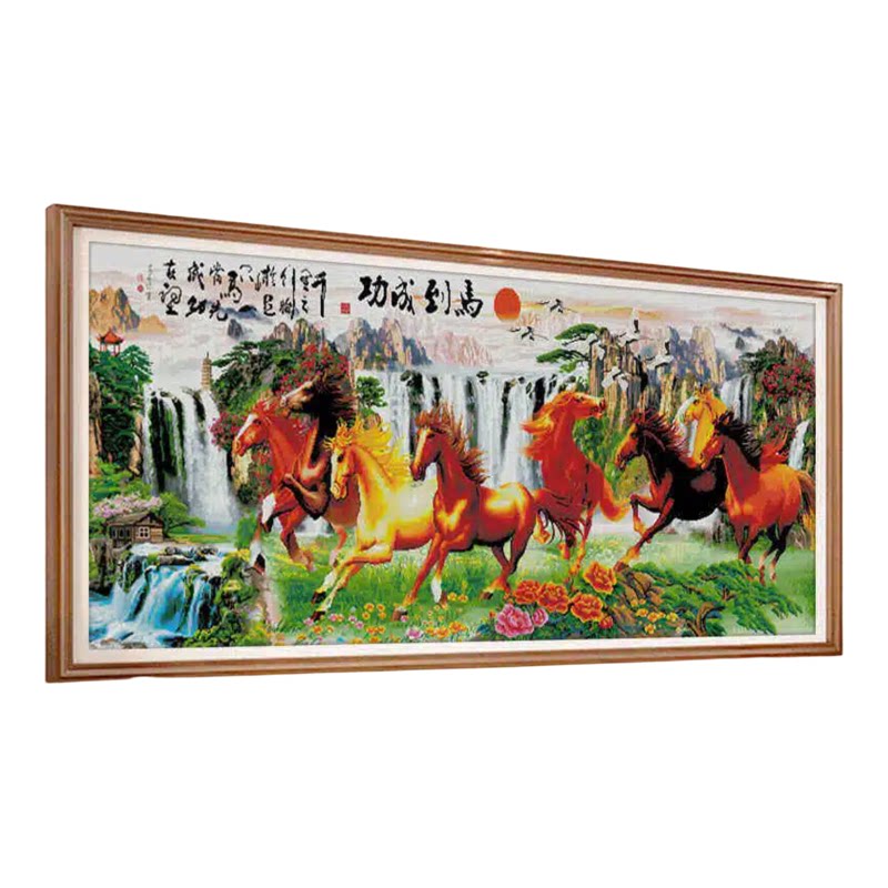 分好线马到成功十字绣2026新款线绣客厅自己绣简单风景山水大幅