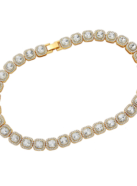 欧美冰糖项链美式街头古巴链说唱INS镶钻锆石嘻哈Hiphop情侣配饰