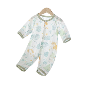 【轻氧啵啵棉】婴儿衣服夏天新生竹纤维幼宝宝连体衣长袖薄款夏装