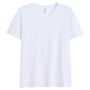 纯白210G纯棉夏季纯色短袖打底衫情侣T恤圆领男女款纯黑内搭上衣