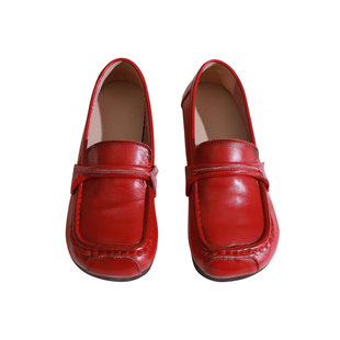 莲花府邸2025春新品真皮软底妈妈鞋乖萌百搭休闲一脚蹬单鞋工作鞋