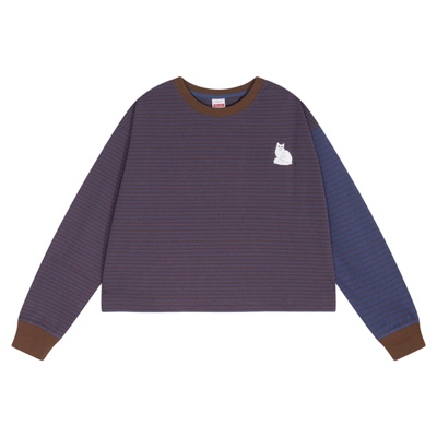 niko and ...卫衣女2026春季新款棉质条纹猫咪刺绣上衣499075