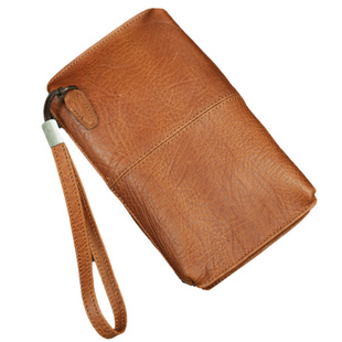 简约休闲男士真皮手拿包软皮拉链长款钱包头层牛皮加大休闲手机包